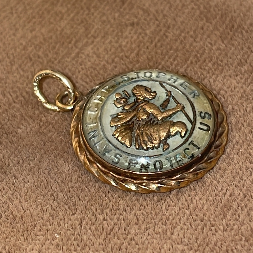 Solid 14K Yellow Gold St. Christopher Medal Pendant Charm for Necklace Bracelet